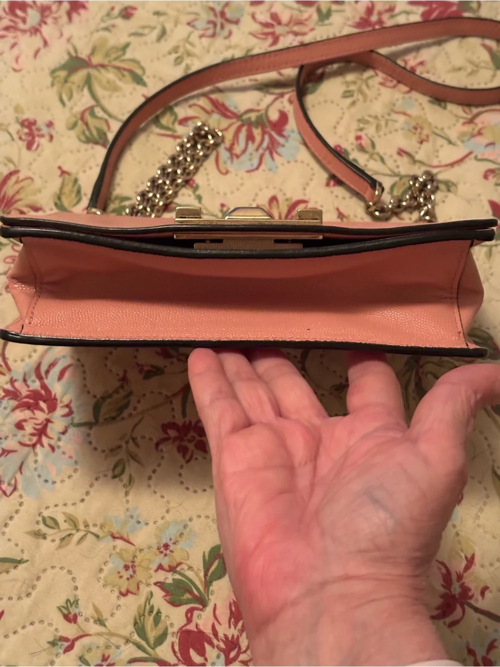 Furla Pink Leather Crossbody Bag with silver Chain - Picture 3 of 16